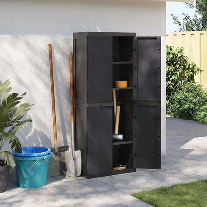 Tuinkast – Tuinschuur – Opbergkast – Tuinberging – Buitenbox – Duurzaam PP Materiaal – 65x37x165 cm – Met Slot en Planken
