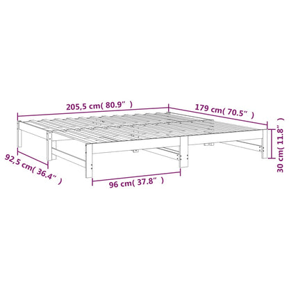 Slaapbank – Bedbank – Slaapstoel – Logeerbed – Multifunctionele Bank – Massief Dennenhout – Uitschuifbaar Bed 205,5x179x30 cm