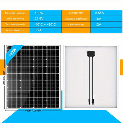 100W 120W 200W 300W Monocrystalline Solar Panels for Caravan Camping, Solar Panels for Power Generation On Boats, Power Generation In Caravans, Power Generation In Homes, Ideal for Campervans, Motorhomes, Caravans, Lorries, L