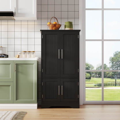 Modern Black Metal Sideboard with Large 4-Door Storage Unit & Adjustable Shelves - Heavy-Duty Floor-Standing Cabinet with Spacious Doors, 120x60x40cm, Sturdy Metal Construction for Kitchen, Dining Room, Living Room - Space-Sa