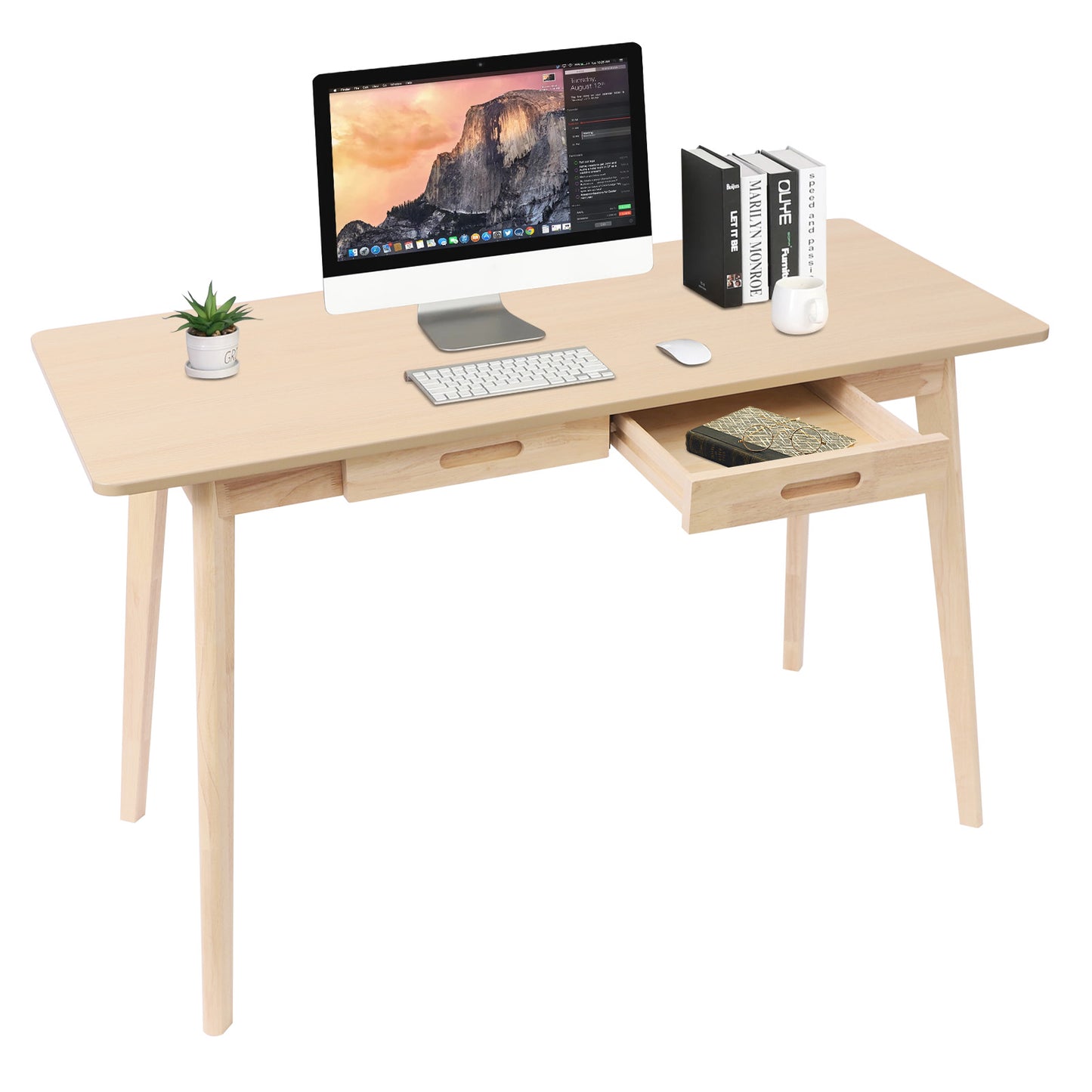 Bureau – Computerbureau – Bureautafel – Schrijftafel – Werktafel – Extra Brede Werkruimte 120x55 cm – Massief Hout Met Eikenfineer, Robuust A-Frame Ontwerp