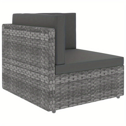 Loungebank Buiten – Loungeset Tuinbank – Buitenbank Modulaire Sofa – Allweather Bank Grijs – Weerbestendig Gevlochten Kunststof – Comfortabele Kussens Afneembaar