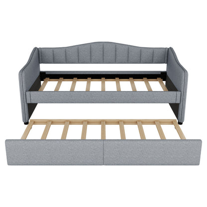 Bedbank – Slaapbank – Sofa Bed – Tagesbett – Eenpersoonsbed – Uittrekbaar Bed – Linnen Bekleding – 90x200 cm