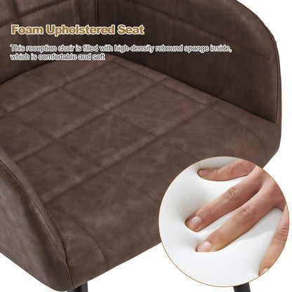 Eetkamerstoel – Stoel – Kuipstoel – Fauteuil – Keukenstoel – Donkergrijs Kunstleer – Memory Foam Zitting – Metalen Poten