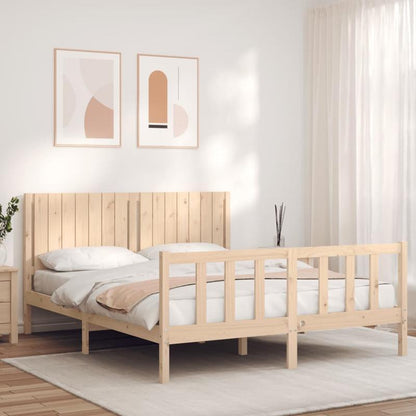 Contemporary Wooden Bed Frame 160x200cm - Solid Pine, Removable & Durable, Easy Assembly, Minimalist Design with Headboard & Footboard, Perfect for Modern Bedroom Decor, Bedroom Furniture, Sleek Headboard, Sturdy Construction