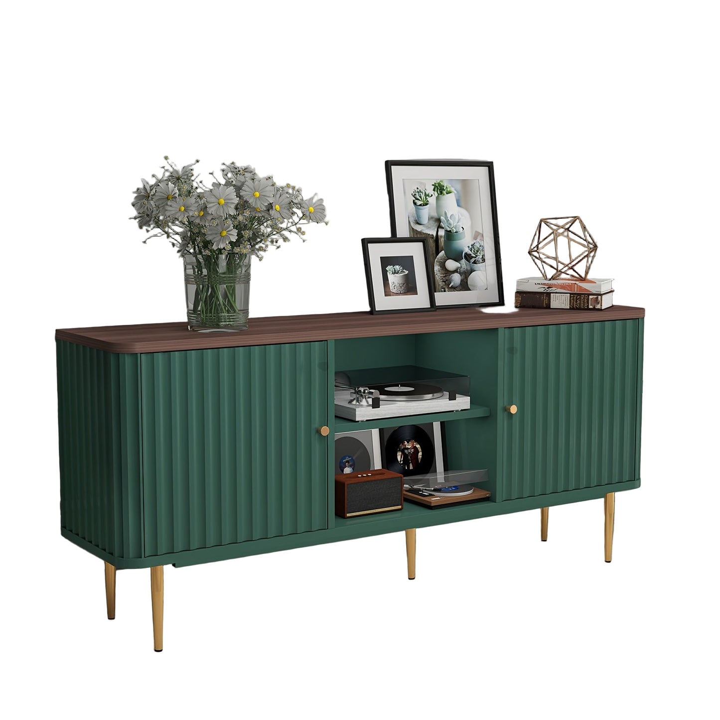 tv meubel – tv kast – televisie meubel – tv tafel – mediameubel – modern design – 139,7 cm breed – MDF hout – veel opbergruimte – 2 deuren en open planken