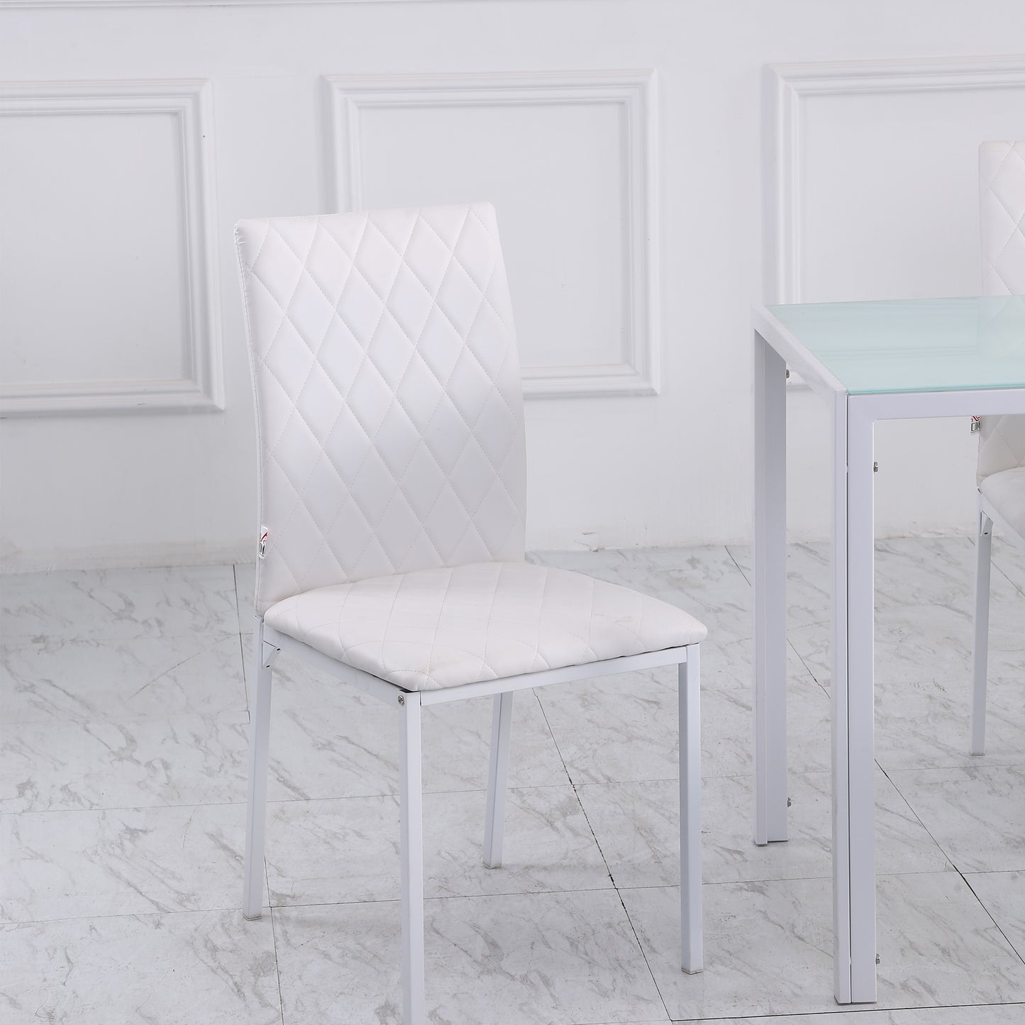 Eetkamerstoel – Keukenstoel – Stoel Met Rugleuning – Kunstleren Stoel – Metalen Poot Stoel – Set Van 4 – Comfortabele Rugleuning – Vlekbestendig Kunstleer