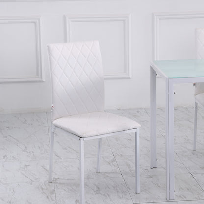 Eetkamerstoel – Keukenstoel – Stoel Met Rugleuning – Kunstleren Stoel – Metalen Poot Stoel – Set Van 4 – Comfortabele Rugleuning – Vlekbestendig Kunstleer