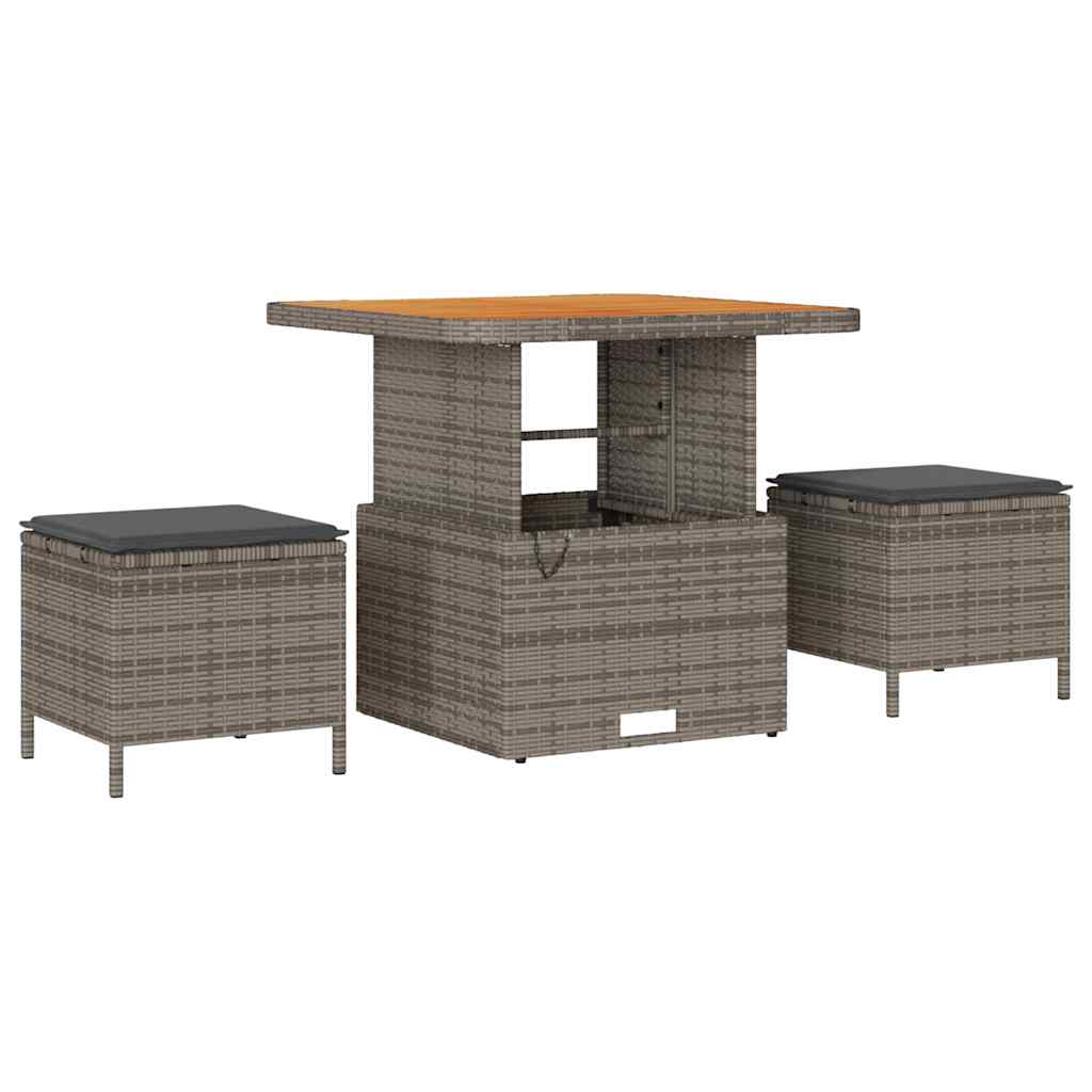 Tuinbank – Buitenbank – Tuinmeubel – Loungeset – Zithoek – Handgevlochten Rattan – Weerbestendige Kussens – 5 Zitplaatsen – Grijs/Donkergrijs