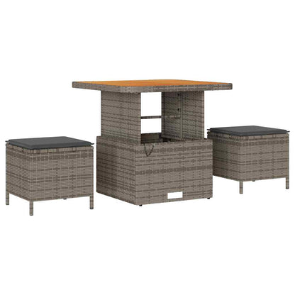Tuinbank – Buitenbank – Tuinmeubel – Loungeset – Zithoek – Handgevlochten Rattan – Weerbestendige Kussens – 5 Zitplaatsen – Grijs/Donkergrijs