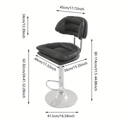 Verstelbare Kruk – Barkruk – Salonstoel – Werkkruk – Barstoel – Set Van 2 Zwart – Met Voetsteun – Ergonomisch Design – Verstelbare Hoogte 62-82 cm