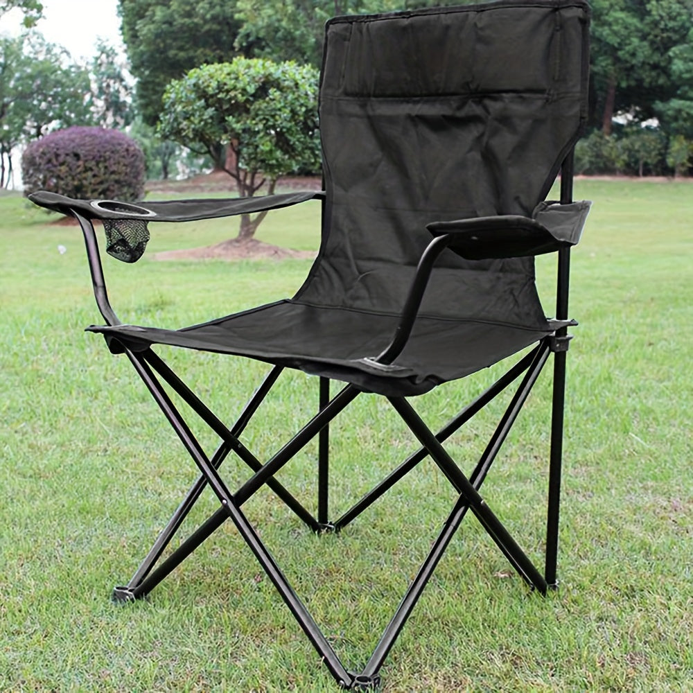Campingstoel – Vouwstoel – Outdoorstoel – Camping Kruk – Draagbare Stoel – Inklapbaar Ontwerp – Ergonomische Rugleuning & Armleuningen – Stevig Stalen Frame & Compact Lichtgewicht