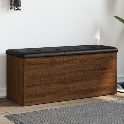 Opbergbank – Opbergkist – Schoenenbank – Zitbank – Bankje – Gemaakt Van Behandeld Hout – Afmeting 102x42x45 Cm Bruin Eik