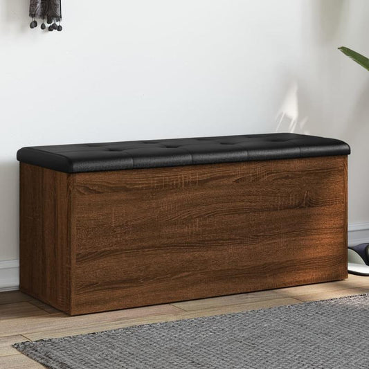 Opbergbank – Opbergkist – Schoenenbank – Zitbank – Bankje – Gemaakt Van Behandeld Hout – Afmeting 102x42x45 Cm Bruin Eik