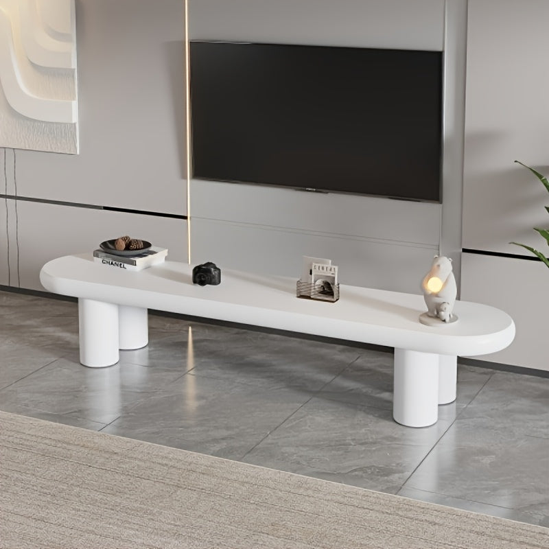 Tv Meubel – Tv Kast – Tv Stand – Tv Dressoir – Entertainment Meubel – Wit Bamboe – 160x40x40 cm – Stevig Met 4 Poten – Direct Gebruiksklaar