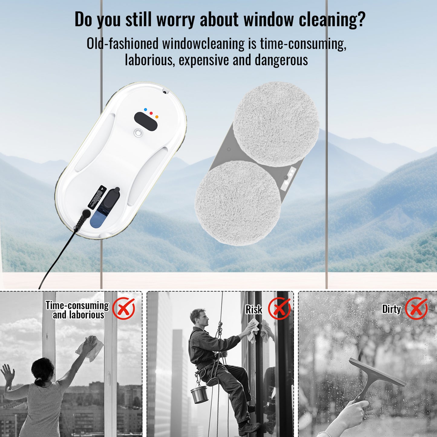 Household Window Automatic Water Spray Cleaning Robot Vacuum Cleaner Remote Control Electric Window Wiper Household Glass Wiper