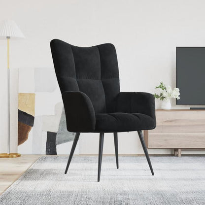 Zwarte Velvet Relaxfauteuil – Lounge Stoel – Chaise Lounge – Armstoel – Fauteuil – Ergonomisch Vouwmechanisme – Luxe Zachte Bekleding