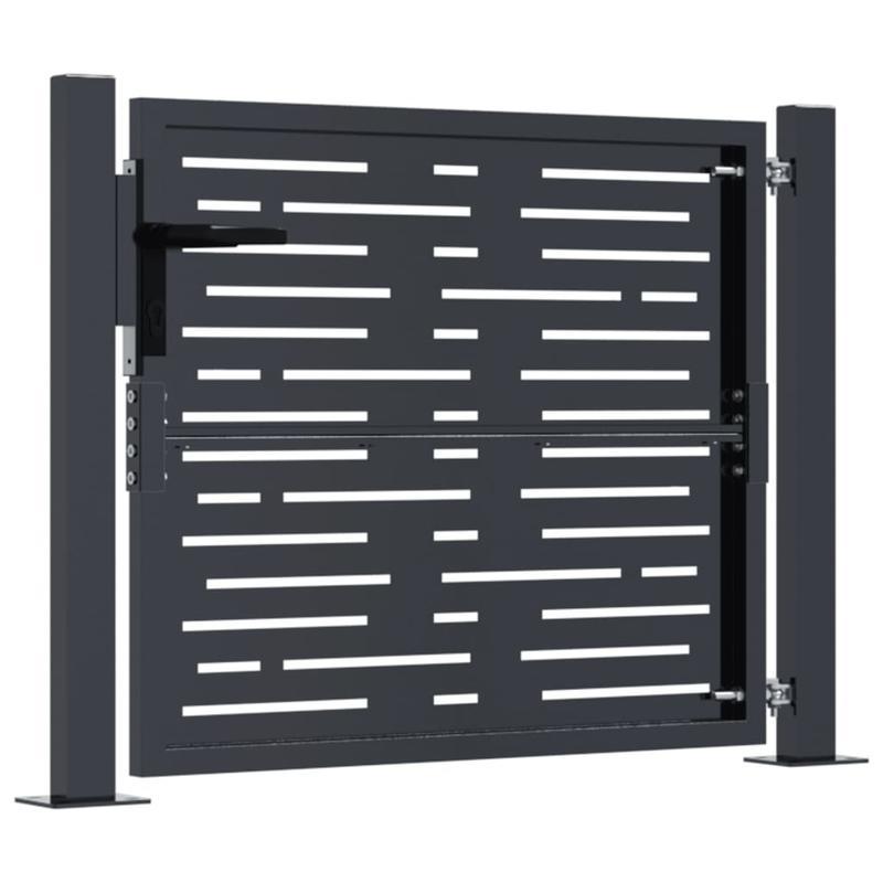 Metalen Tuinpoort – Tuinafscheiding – Tuintor – Brug – Tuinhek – Antraciet – Duurzaam Weerbestendig Metaal – 104x104 cm Modern Verticale Spijlen