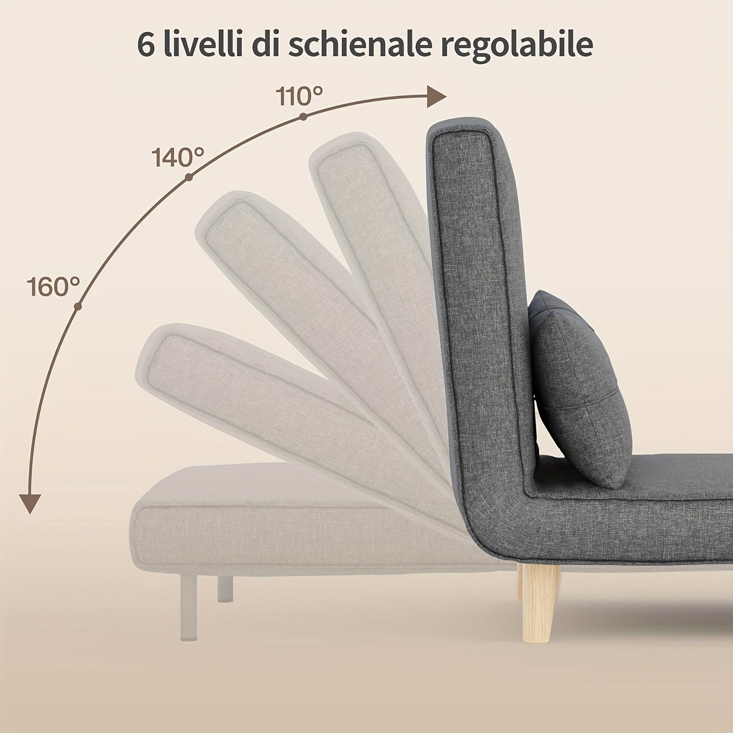 Slaapbank – Bedbank – Relaxfauteuil – Slaapstoel – Logeerbed – 3-in-1 Multifunctioneel – Verstelbare Rugleuning – Donkergrijs Met Kussens