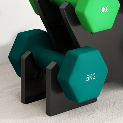 Halterset – Dumbbellset – Dumbbells – Gewichten – Fitnessset – 6-delig – Stevige Metalen Constructie – Inclusief Opbergrek