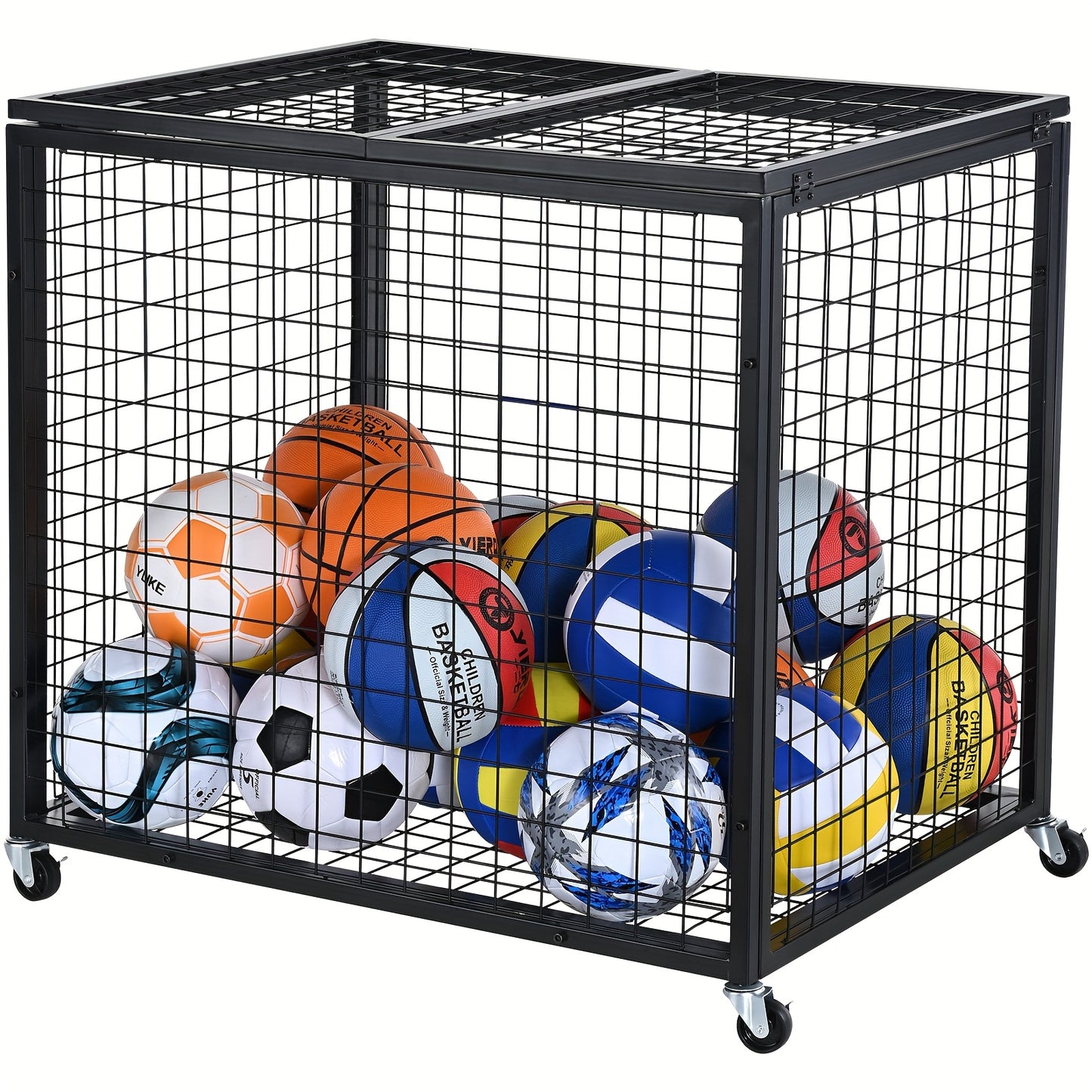 Ballenwagen – Ballenkar – Ballenrek – Balcontainer – Ballenbox – Dubbel Laags Opbergwagen – Stevig Metalen Frame – 114x61x64 cm – Met Wielen En Afsluitbaar