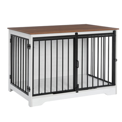Hondenbench – Hondenkooi – Hondenhok – Hondenkooi Meubel – Hondenbench Hout – 100x60x68 cm – Dubbele Deuren & Duurzaam Hout-Metaal Design