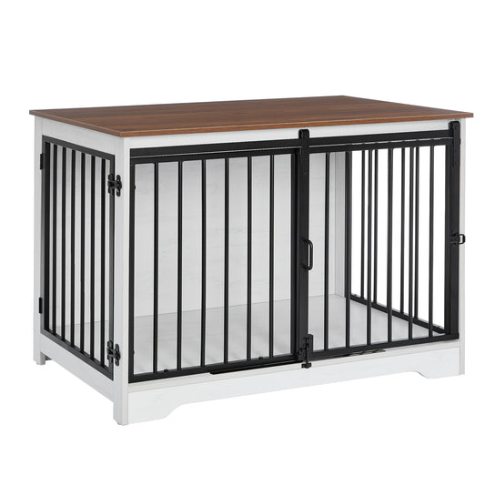 Hondenbench – Hondenkooi – Hondenhok – Hondenkooi Meubel – Hondenbench Hout – 100x60x68 cm – Dubbele Deuren & Duurzaam Hout-Metaal Design