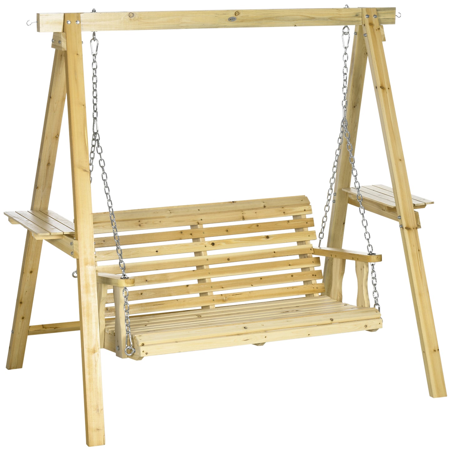 Houten Tuitschommel – Tuinbank Schommel – Buiten Schommel – Tweezits Schommel – Natuurlijke Houtvariant – Verstelbare Hoogte – Ergonomisch Comfort – 196x120x171 cm