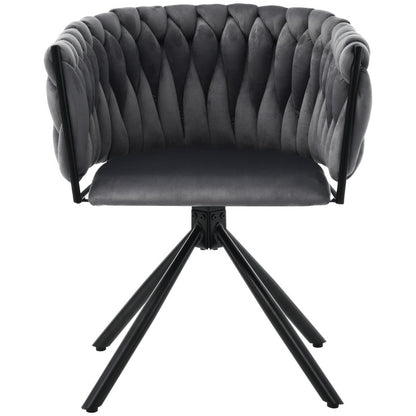 Draaifauteuil – Fauteuil – Lounge Stoel – Zithoek Stoel – Bureau Stoel – Velvet Bekleding – Metalen Onderstel – 360° Draaibaar – Max. 150 kg Belastbaar - Grijs