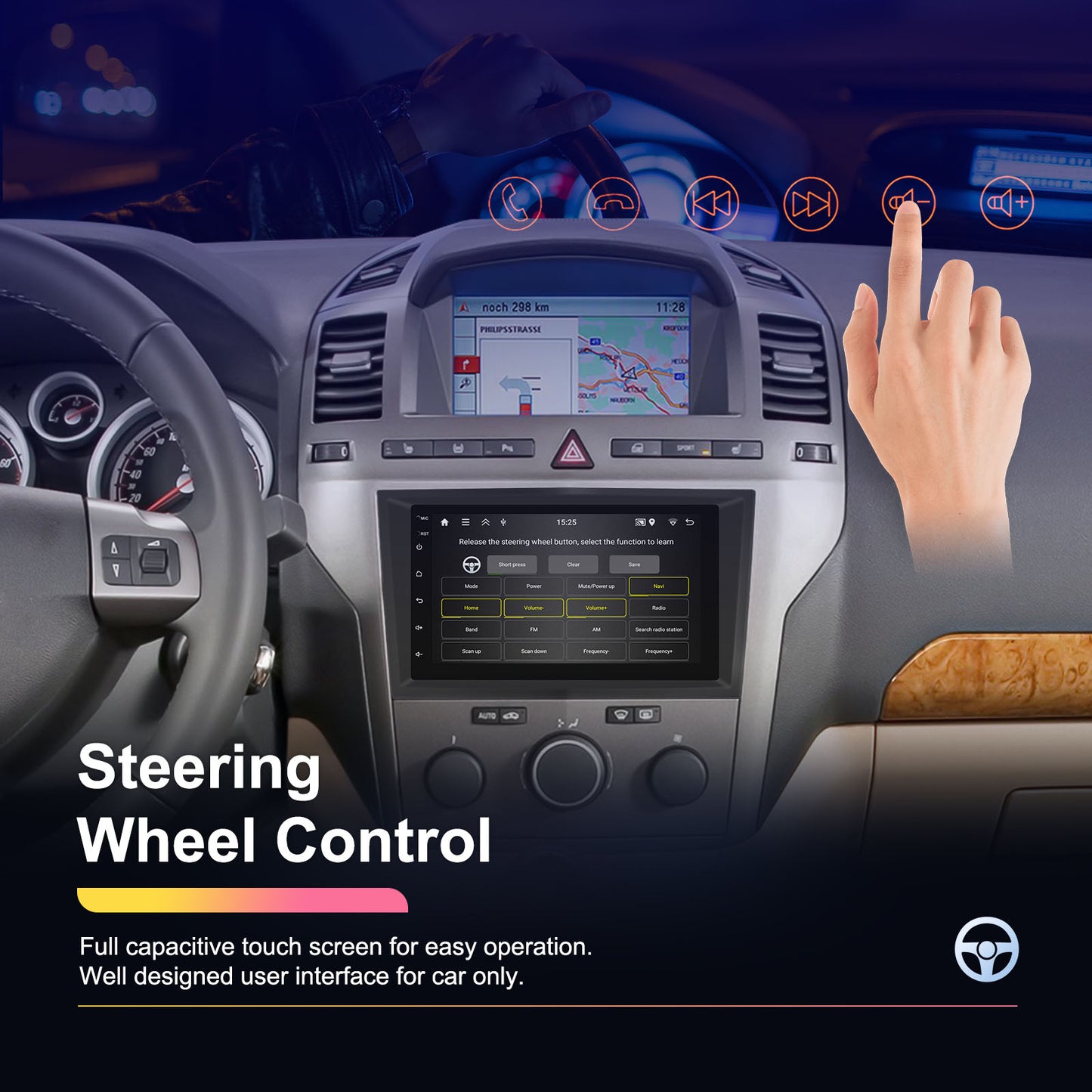 Android Autoradio – Multimedia Systeem – Touchscreen Navigatie – Bluetooth Audio – Draadloze CarPlay & Android Auto – 7 Inch Scherm – GPS Navigatie Met WiFi – Stuurwielbediening + Achteruitrijcamera & 2GB RAM 64GB ROM