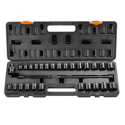 Slagmoersleutel Doppen Set – Slagmoersleutel Bits – Ratelsleutel Set – Sockets Gereedschap – 6-Punts Ontwerp – 29-Delig Met Metalen Opbergtrolley – Duurzaam Gelegeerd Staal