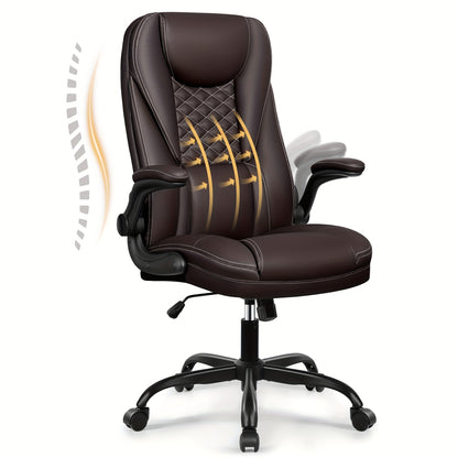 KERDOM Heavy Duty Executive Office Chair - Extra Wide Big and Tall Computer Desk Chair with Ergonomic High Back Support, Height-Adjustable, 135° Tilt & Rocker Mechanism, Lumbar Cushion, Flip-Up Arms, Heavy Duty 150kg/330lbs