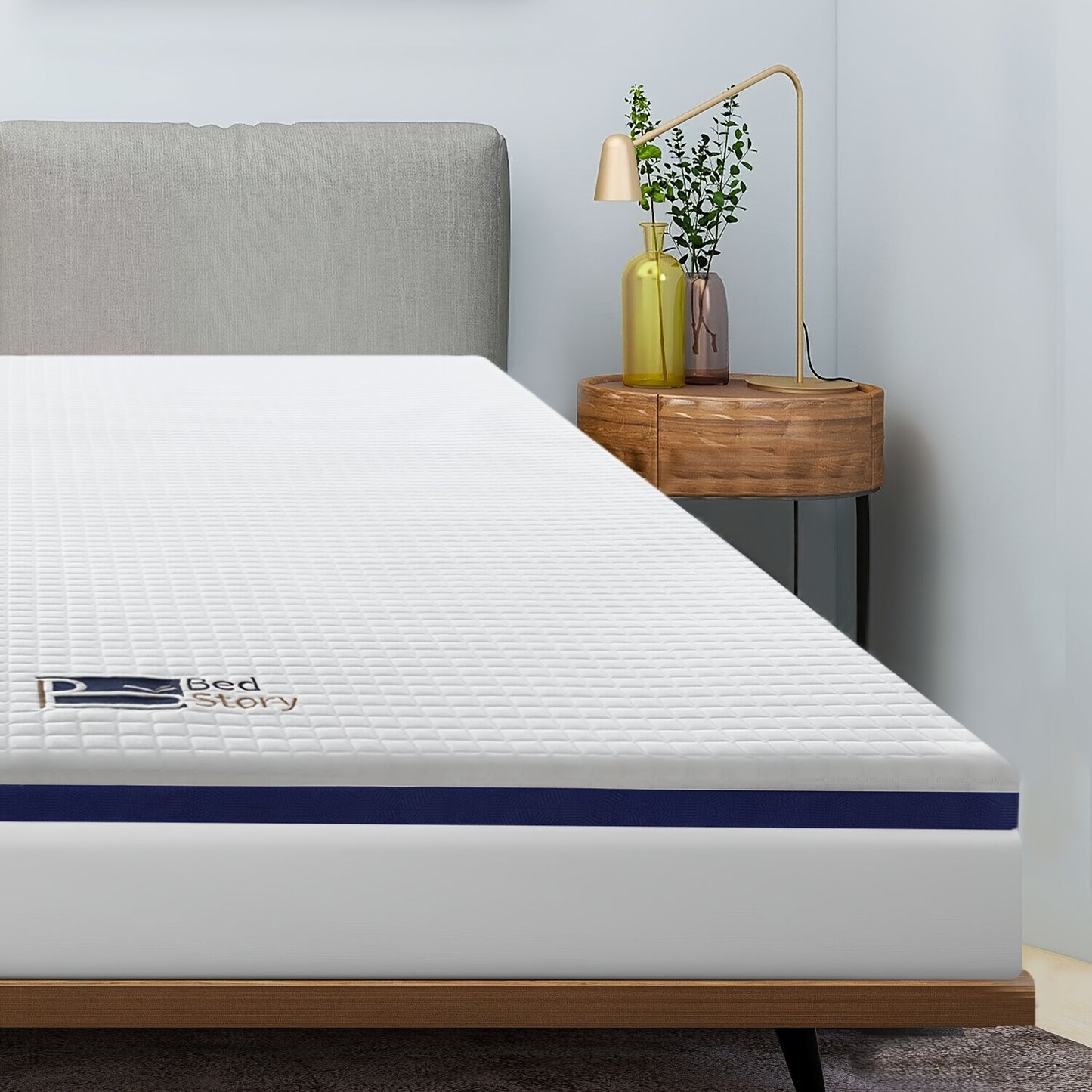 BedStory Topper 160 X 200cm, 5cm High, H4 Mattress Topper Made Of Cold Foam, Washable Cover Mattress Topper for Caravan Sofa Bed Box Spring Bed