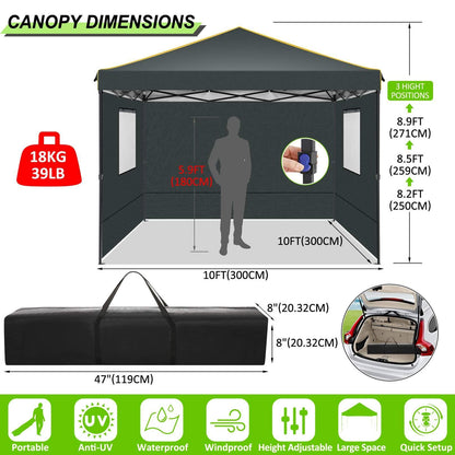 Partytent Vouwtent Vouwbare Tent Outdoor Tent Overkapping – Zwart – 3,05x3,05 Meter – Waterdicht En Weerbestendig – Stevig En Snel Op Te Zetten
