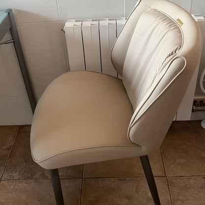 Eetkamerstoel – Stoel – Dining Chair – Zitstoel – Armstoel – Memory Foam Zitting – Stevige Metalen Poot – Licht Kaki & Donkergrijs