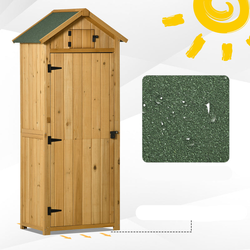 Tuinschuur – Opbergschuur – Tuinhuisje – Berging – Houten Schuur – Compact Formaat 77x54x179 cm – Asfalt Dak & Ramen – Geel/Groen