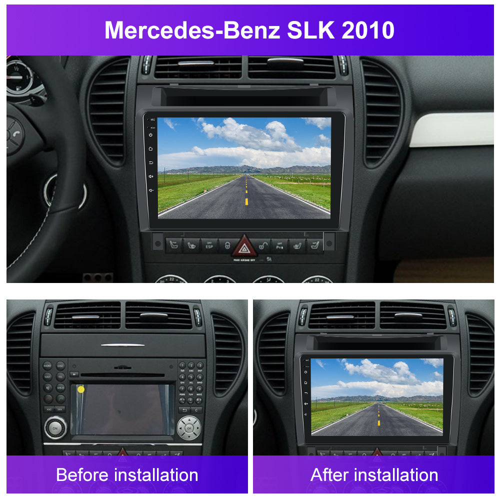 Autoradio Mercedes SLK – Inbouwradio – Navigatiesysteem – CarPlay Radio – Double Din Autoradio – Android 15 – 9 Inch IPS Touchscreen – Draadloze CarPlay & AHD Achteruitrijcamera