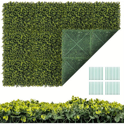 12pcs UV-Protected Artificial Boxwood Wall Panels, 50x50cm - Lush Green Faux Hedge for Privacy & Decor, Cut-to-Size, Waterproof & Maintenance-Free, Includes Cable Tie Pack & User Manual, Indoor Greenery Decor | Lush Green Wal