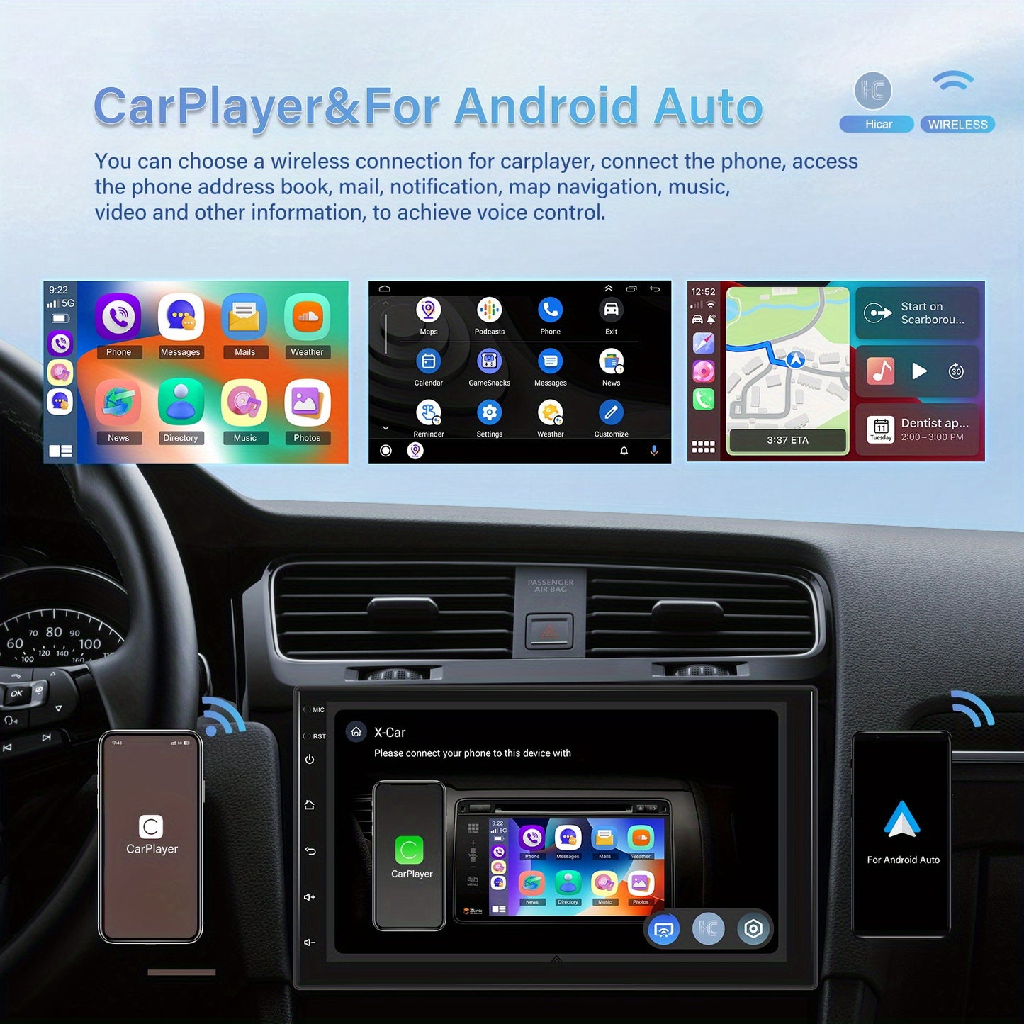 Autoradio – Multimedia Systeem – 2 DIN Radio – Auto Radio – Car Audio – 4+64GB – 7 Inch Touchscreen – Qualcomm Octa-core – Android 15 – Wireless CarPlay – Achteruitrijcamera