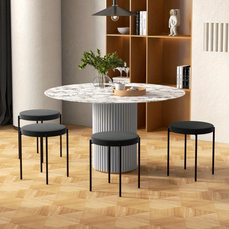 Barkruk – Stapelbare Kruk – Barstoel – Eetkamerstoel – Keukenkruk – Velvet Zitting – Zwart Metalen Frame – Set Van 4