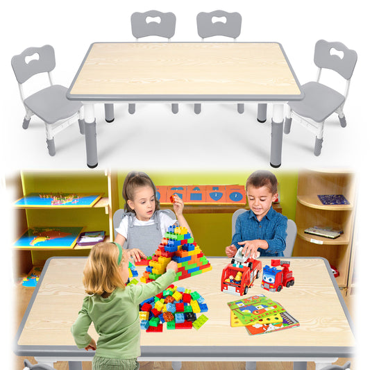 kinderbureau – kindertafel – speeltafel – tekentafel – kindermeubel – verstelbaar – duurzaam kunststof – inclusief opbergruimte – grijs