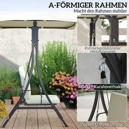 Heavy duty porch swing chair suitable for patio, yard, garden, lawn, Patio Furniture, Adjustable Canopy, Weatherresistant Material, Rocking Chair, Familyfriendly Seating