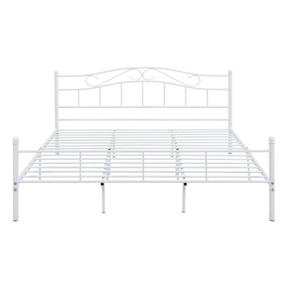 Metalen Bed – Stalen Bed – Kinderbed – Eenpersoonsbed – Tweepersoonsbed – Mat Wit – 140 x 200 cm – Stevig Metalen Frame – Inclusief Lattenbodem