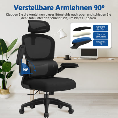 Office Chair with Adjustable Headrest, Armrests, and Lumbar Support, Load Capacity up to 150 kg