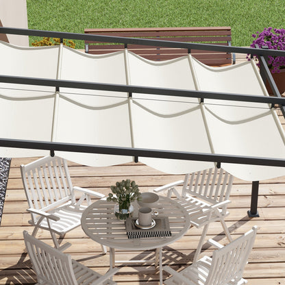 Tuinpaviljoen – Tuinoverkapping – Pergola – Buitenverblijf – Overkapping – Cream – Uitschuifbaar Dak – Metalen Frame – Wandmontage – 3 x 3 Meter