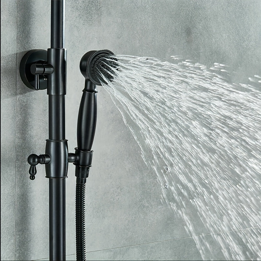 Regendouche – Doucheset – Douchearmatuur – Douchescherm – Douchekop – Zwart – Retro Antiek Design – Inclusief Regendouche en Handdouche