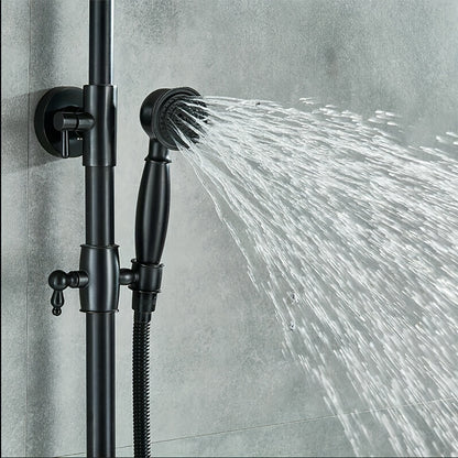 Regendouche – Doucheset – Douchearmatuur – Douchescherm – Douchekop – Zwart – Retro Antiek Design – Inclusief Regendouche en Handdouche