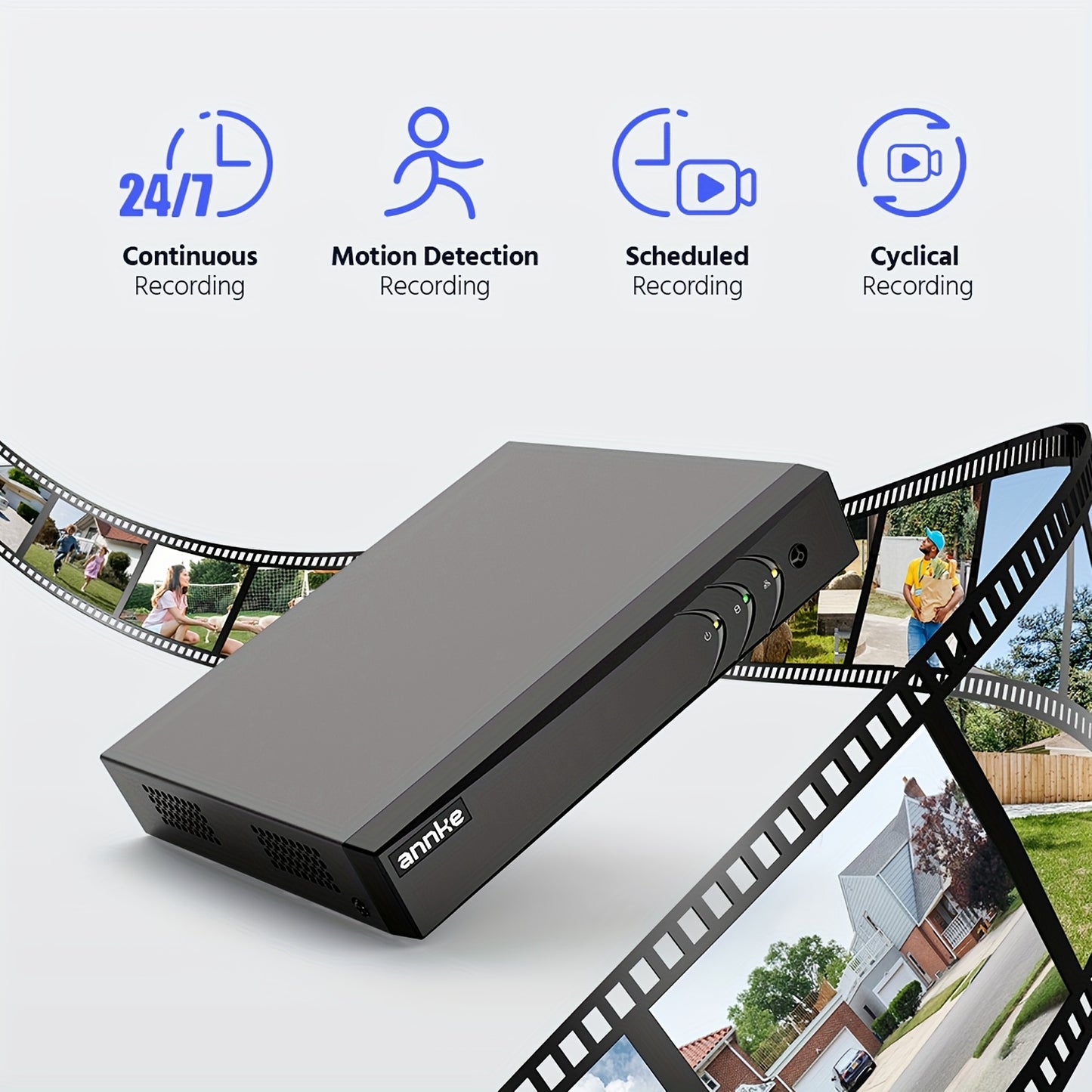 Beveiligingscamera Systeem – Camerabewaking – CCTV Camera – Bewakingscamera – Security Camera – 8x 1080P Turret Camera’s – Mens- en Voertuigdetectie – Nachtzicht Tot 30 Meter