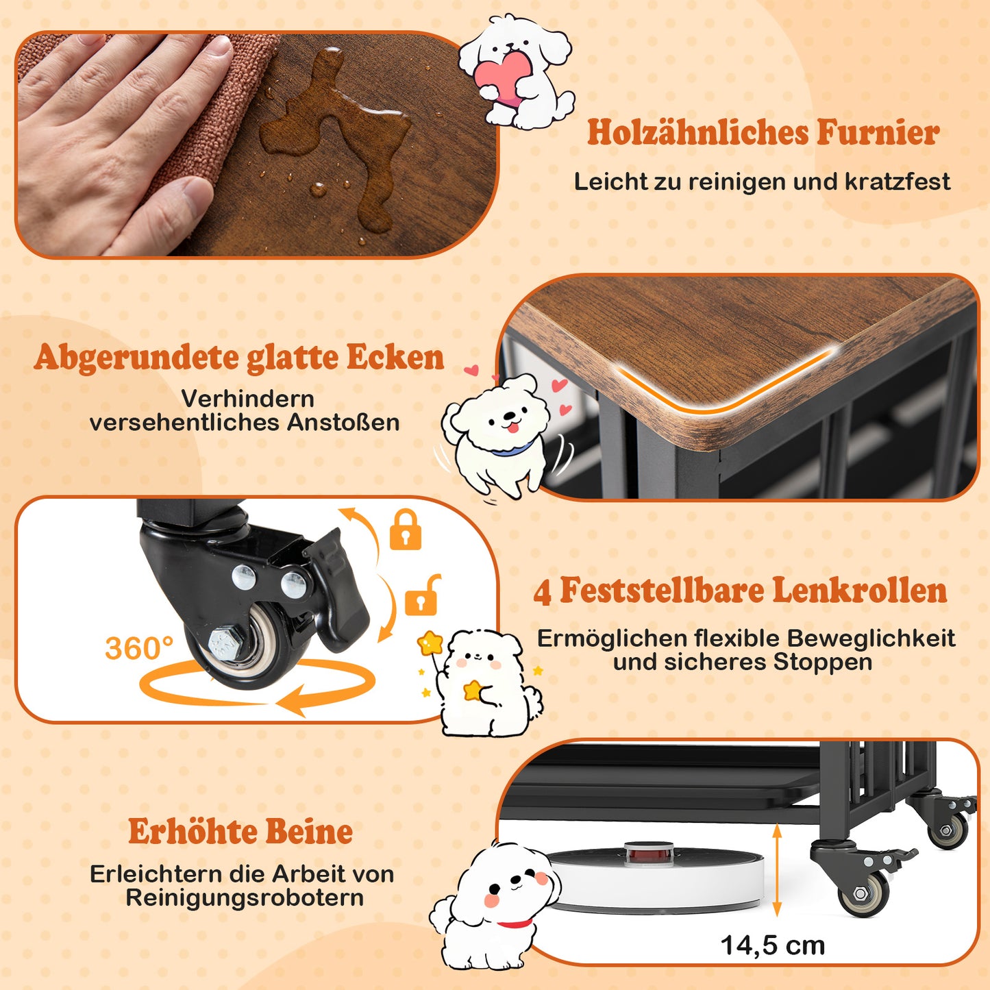 Hondenbench – Hondenkooi – Hondenverblijf – Dierenbench – Huisdierenbench – Metalen Constructie – Afneembare Lade – Veilig Slot – Wieltjes – Rustic Brown & Black