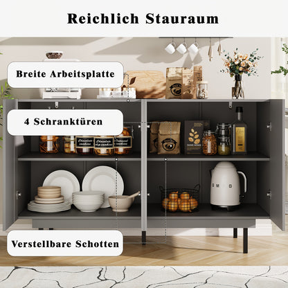 Dressoir – Opbergkast – Ladekast – Kast – TV-meubel – Grijs – Vrijstaand – 140x38,5x82,5 cm – Onderhoudsvriendelijk Materiaal
